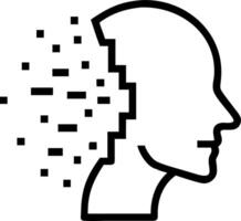 Abstract digital human face dissolving into pixels with copy space Set A2 vector