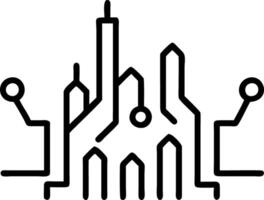 Abstract city skyline with circuit board patterns and soft bokeh lights Set A2 vector
