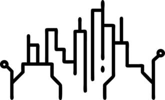 Abstract city skyline made of circuit lines with soft glow Set A2 vector