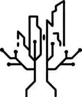 Abstract circuit tree growing from cityscape with copy space Set A2 vector