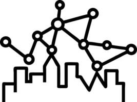 Abstract cityscape with network nodes forming constellation and copy space Set A2 vector