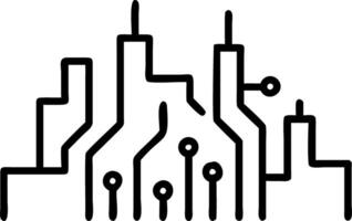 Abstract city skyline made of circuit boards with copy space Set A4 vector