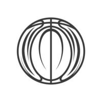 Basketball is depicted in a black outline on a white background vector