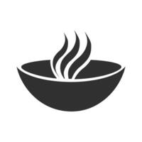 Bowl with steam coming out of it. The bowl is black and white. The bowl is a symbol of warmth vector