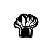 Black and white chef hat with a flame on top. vector