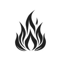 Black and white drawing of a flame. The flame is drawn with long, thin, and pointed leaves vector