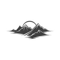 Mountain range with a sun in the sky. The mountains are very tall and the sun is setting vector