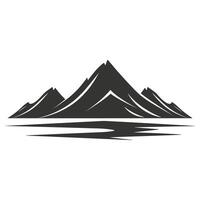 Mountain range with a body of water in between. The mountains are tall and the water is calm vector