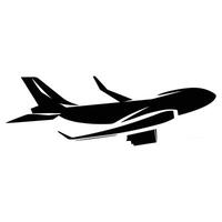 Black and white airplane flying in the sky. The airplane is the main focus of the image vector