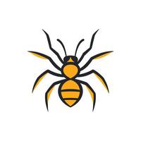 Yellow and black spider with a black stripe on its back. The spider is drawn in a cartoon style vector