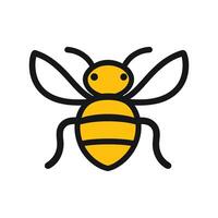 Black and yellow bee with a black head. The bee is drawn in a stylized way, with its legs vector