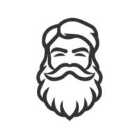 Man with a beard and mustache is smiling. The beard is long and the mustache is white vector
