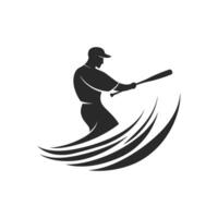 Baseball player is swinging a bat. The image is black and white. Scene is energetic and exciting vector
