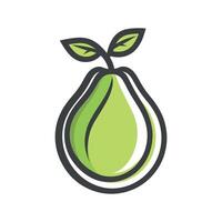Green avocado with a leaf on top. The avocado is the main focus of the image vector