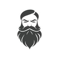 Man with a beard and mustache is shown with a serious expression. The image is black and white vector