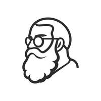 Man with glasses and a beard. He is wearing a pair of glasses and has a beard vector