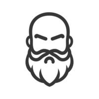 Man with a beard and a bald head. He has a serious look on his face. The beard is long and unkempt vector