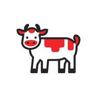 Cartoon cow with a red face and white body. The cow is standing in front of a white background vector