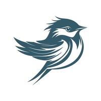 Blue bird with white feathers and a black beak. The bird is in the air vector