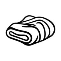 Piece of cloth is shown in a black and white drawing. The cloth is rolled up vector
