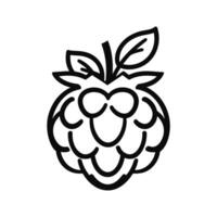 Black and white drawing of a raspberry. The raspberry is shown in a stylized way vector