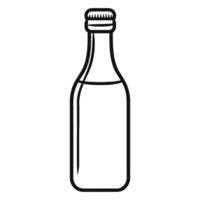 Bottle of water is shown in a black and white drawing. The bottle is empty and has a cap on top vector