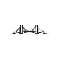 Bridge is shown in black and white. The bridge is long and spans across a body of water vector