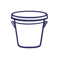 Blue bucket with a lid on top. The bucket is empty. The lid is closed vector