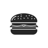 Black and white image of a hamburger. The hamburger is cut in half and has a bun on top vector