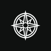 White compass with a black background. The compass is the main focus of the image vector