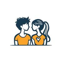 Couple of people are hugging each other and one of them is wearing a heart shirt vector