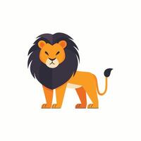 Cartoon lion with a black mane stands in front of a white background. The lion appears to be angry vector