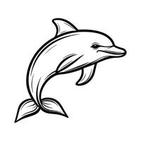 Dolphin is leaping out of the water. The dolphin is black and white vector
