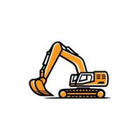 Large orange excavator, a powerful machine designed for digging and moving earth vector