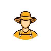 Man in a straw hat and overalls is depicted in the image. He is wearing a straw hat and overalls vector