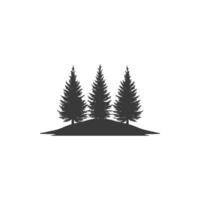 Three trees are standing on a hill. The trees are tall and thin vector