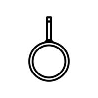 Pan is shown in a black and white photo. The pan is round and has a handle vector