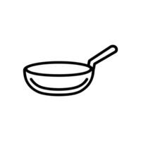 Black and white drawing of a frying pan. The pan is sitting on a white background vector