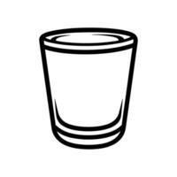 Glass cup is drawn in black and white. The cup is empty and has a clear, smooth surface vector