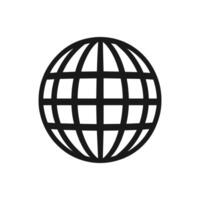 A black and white globe icon on a white background vector