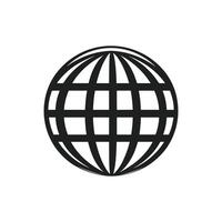 A black and white globe icon on a white background vector
