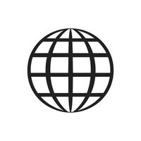 A black and white globe icon on a white background vector