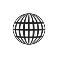 Black and white globe with a grid pattern. The globe is the center of the image vector