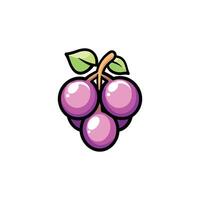 Cartoon drawing of a bunch of grapes. The grapes are purple and are arranged in a cluster vector