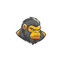 A gorilla head with a yellow and black color scheme vector