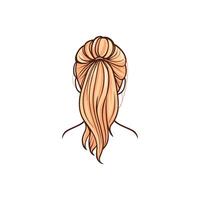 Cartoon drawing of a woman with a ponytail. The drawing is in a light color and has a happy mood vector