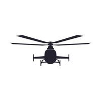 Black helicopter is flying in the air. The helicopter is the only object in the image vector