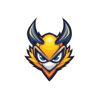 An angry bird mascot head with horns vector