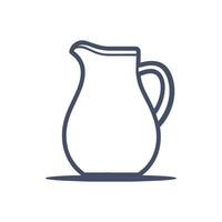 Blue pitcher with a handle sits on a white background. The pitcher is empty vector