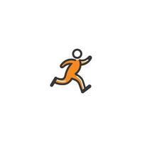 Man is running in the air with his arms outstretched. Concept of motion and energy vector